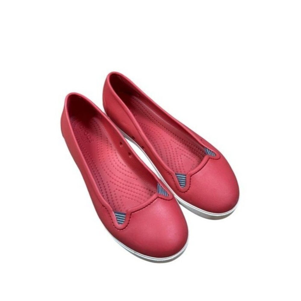 Crocs Citilane Dual Comfort Womens Size 8 Red  Elastic Slip on Flat Shoes Beach